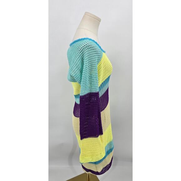 Amazon Colorblock Crochet Knit Swim Cover-Up Dress - Picture 2 of 5